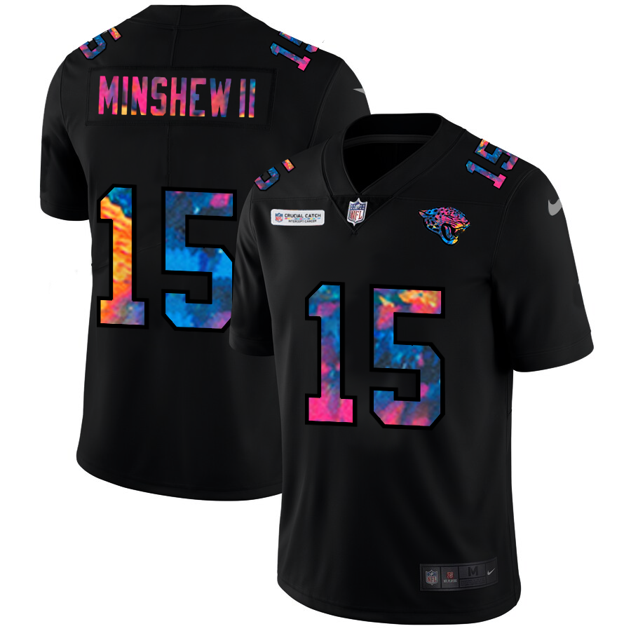 NFL Jacksonville Jaguars #15 Gardner Minshew II Men Nike MultiColor Black 2020  Crucial Catch Vapor Untouchable Limited Jersey->dallas cowboys->NFL Jersey
